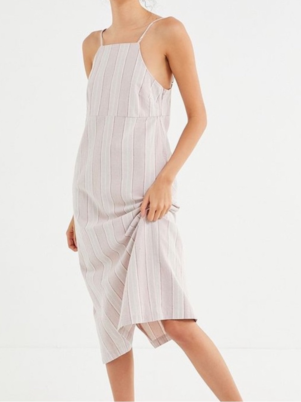 NWT Urban Outfitters Sicily Linen Side Button Midi Dress Medium - Picture 2 of 8